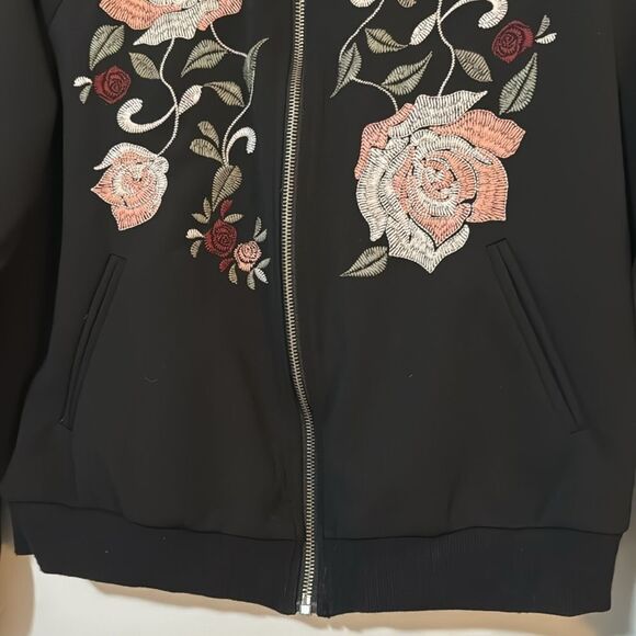 Democracy Rose Embroidered Bomber Jacket S - Picture 3 of 6
